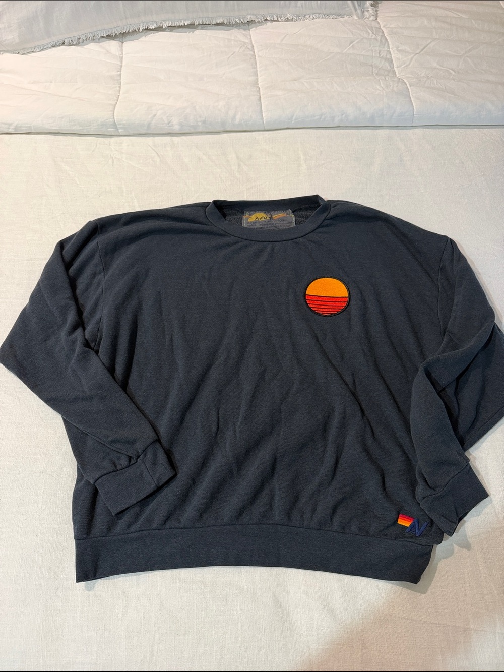 Aviator Nation Navy Crewneck Sweatshirt with Sunset Patch
